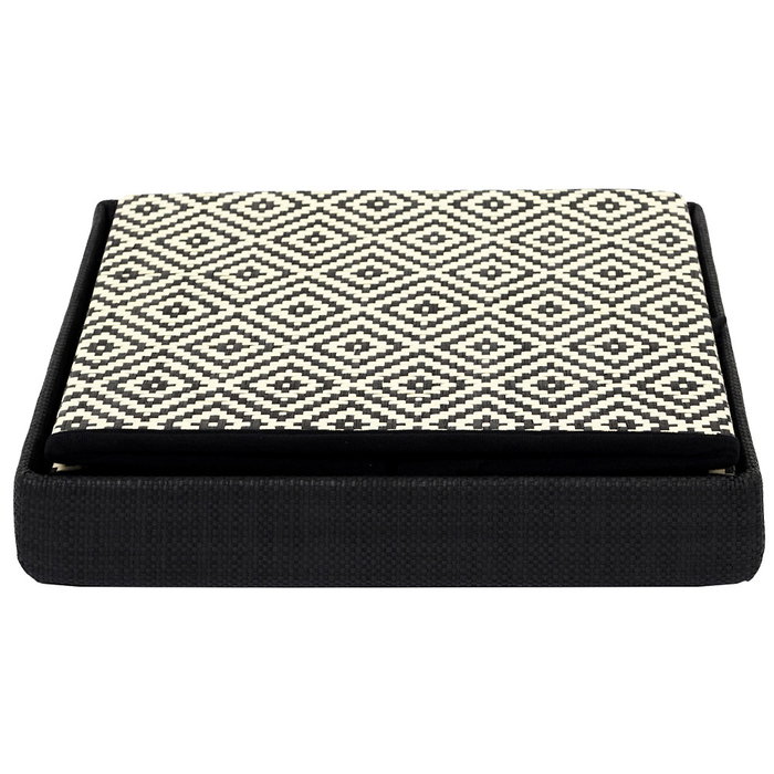 Home Deco Factory Mirage Caja-Puf Plegable Trenzado Negro con Tapa 38x38 cm