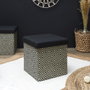 Home Deco Factory Mirage Caja-Puf Plegable Trenzado Negro con Tapa 38x38 cm