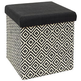 Home Deco Factory Mirage Caja-Puf Plegable Trenzado Negro con Tapa 38x38 cm