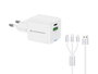 Conceptronic ALTHEA16W Cargador GaN de 33W con 2 Puertos y Cable 3 en 1, Blanco