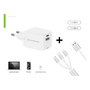 Conceptronic ALTHEA16W Cargador GaN de 33W con 2 Puertos y Cable 3 en 1, Blanco