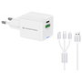 Conceptronic ALTHEA16W Cargador GaN de 33W con 2 Puertos y Cable 3 en 1, Blanco