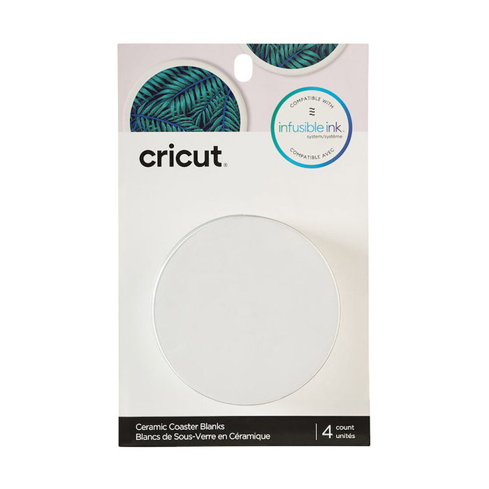 Cricut Posavasos 2006582 de forma circular, pack de 4, Blanco