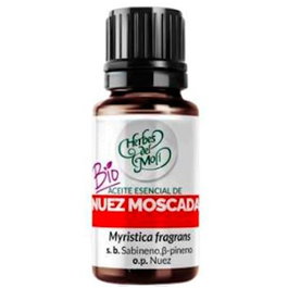 HERBES DEL MOLI Aceite Esencial de Nuez Moscada 10 ml - Ecológico - Antiespasmódico y Tónico - Myristica Fragrans