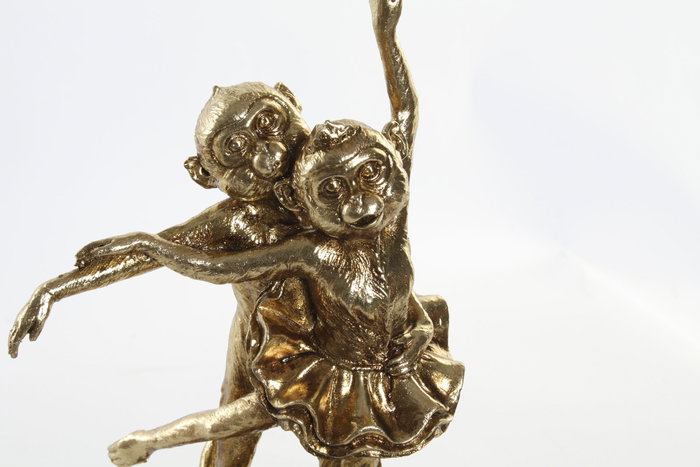 DKD Home Decor Figura de Resina Monos Bailarines Dorado