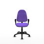 Silla de oficina Algarra con mecanismo Contacto permanente básico tapizada con Tela color Lila. Equipada con Base poliamida negra, Brazos fijos y Ruedas autofrenantes