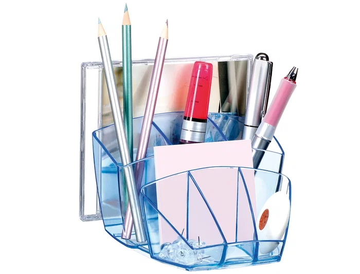 Cep Organizador de Sobremesa Confor Ice Blue, Plástico Transparente Celeste, 7 Departamentos, 90x150x125 mm Cep Organizador de Sobremesa Confor Ice Blue, Plástico Transparente Celeste, 7 Departamentos, 90x150x125 mm