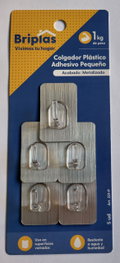BRIPLAS Colgador de Cocina/Baño Adhesivo Cromo 5U