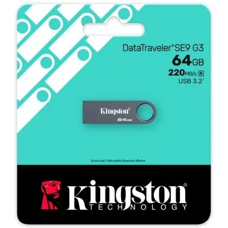 Kingston Pendrive DataTraveler SE9 G3 64GB USB 3.2 Velocidad 220MB/s Lectura 100MB/s Escritura