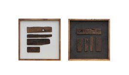 DKD Home Decor Cuadro Madera Reciclada Pino 52,5x52,5 cm (Pack de 2)