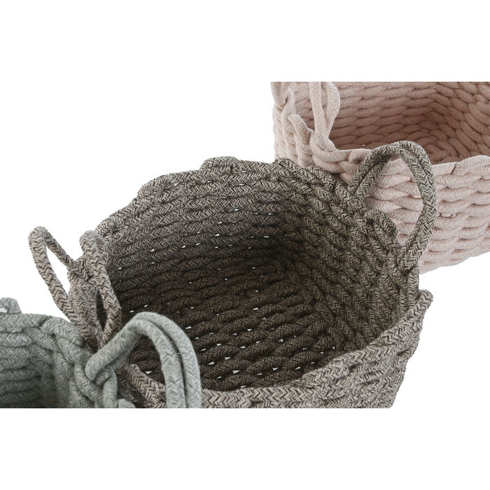 DKD Home Decor Set de 3 Cestas de Cuerda 28x28x18 cm Surtido
