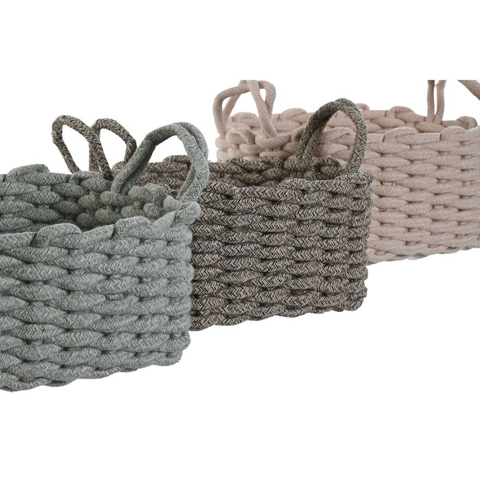 DKD Home Decor Set de 3 Cestas de Cuerda 28x28x18 cm Surtido