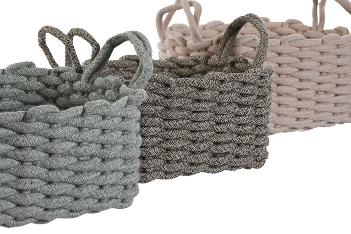 DKD Home Decor Set de 3 Cestas de Cuerda 28x28x18 cm Surtido