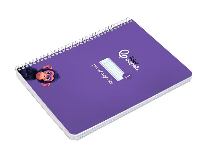 Liderpapel Cuaderno espiral A5, tapa dura, 80 hojas, cuadro pautado 3mm, color lila