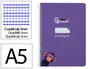 Liderpapel Cuaderno espiral A5, tapa dura, 80 hojas, cuadro pautado 3mm, color lila