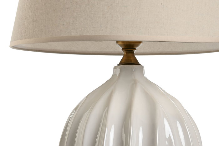 DKD Home Decor Lámpara Sobremesa Romántico Blanco Beige 40 x 60 x 40 cm DKD Home Decor Lámpara Sobremesa Romántico Blanco Beige 40 x 60 x 40 cm