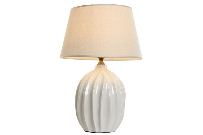 DKD Home Decor Lámpara Sobremesa Romántico Blanco Beige 40 x 60 x 40 cm DKD Home Decor Lámpara Sobremesa Romántico Blanco Beige 40 x 60 x 40 cm