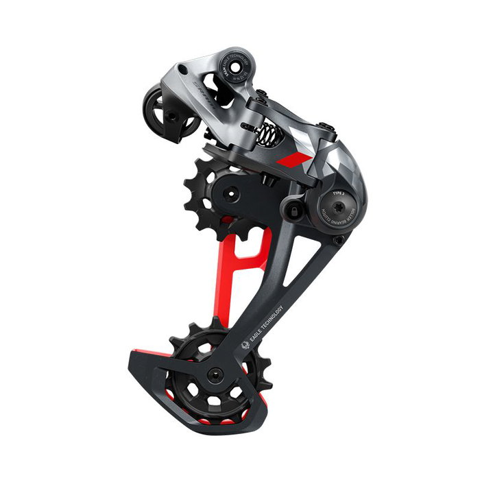 Sram Cambio Trasero X01 EAGLE 12 Velocidades Gris Lunar/Rojo 52 Dientes Carbono MTB Sram Cambio Trasero X01 EAGLE 12 Velocidades Gris Lunar/Rojo 52 Dientes Carbono MTB
