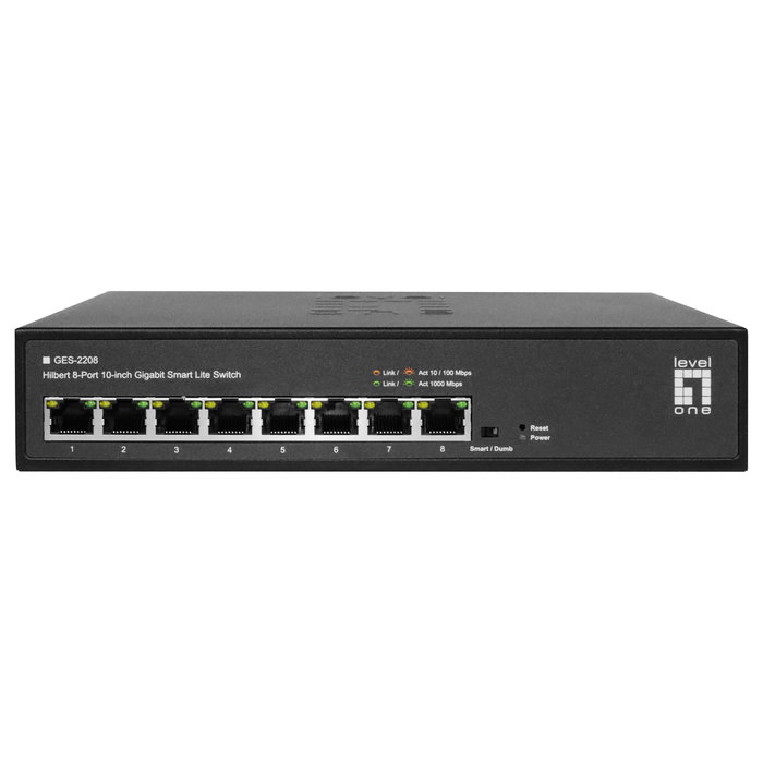 Level One GES-2208 Switch Gestionado L2 8 Puertos Gigabit Ethernet Montaje en Rack 10/100/1000 Mbps Level One GES-2208 Switch Gestionado L2 8 Puertos Gigabit Ethernet Montaje en Rack 10/100/1000 Mbps