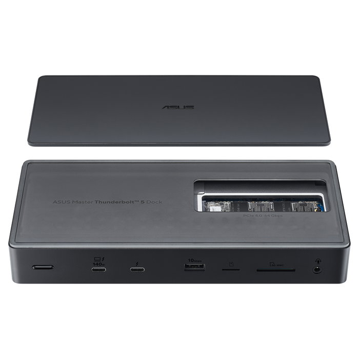 ASUS Master Thunderbolt 5 Dock DC510 - Estación de acoplamiento con Thunderbolt 5, 3 puertos, 140W, 2500 Mbit/s, Negro ASUS Master Thunderbolt 5 Dock DC510 - Estación de acoplamiento con Thunderbolt 5, 3 puertos, 140W, 2500 Mbit/s, Negro