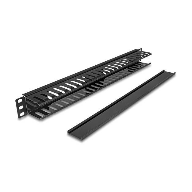DeLOCK 81555 Panel de gestión de cables 1U con 2 aberturas