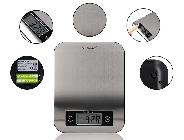 Q-Connect Bascula Digital de Precisión KF19058, 1g/0.1oz, Capacidad 10kg, Pantalla LCD, Plataforma Acero Inoxidable, 215x165x16 mm Q-Connect Bascula Digital de Precisión KF19058, 1g/0.1oz, Capacidad 10kg, Pantalla LCD, Plataforma Acero Inoxidable, 215x165x16 mm