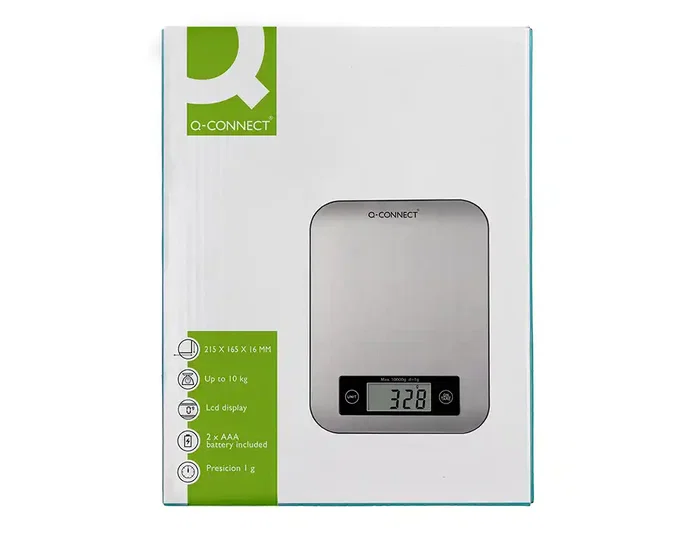 Q-Connect Bascula Digital de Precisión KF19058, 1g/0.1oz, Capacidad 10kg, Pantalla LCD, Plataforma Acero Inoxidable, 215x165x16 mm Q-Connect Bascula Digital de Precisión KF19058, 1g/0.1oz, Capacidad 10kg, Pantalla LCD, Plataforma Acero Inoxidable, 215x165x16 mm
