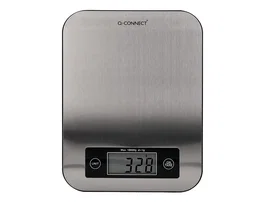 Q-Connect Bascula Digital de Precisión KF19058, 1g/0.1oz, Capacidad 10kg, Pantalla LCD, Plataforma Acero Inoxidable, 215x165x16 mm
