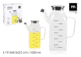 La Mediterranea Aceitera Cuadrada de Borosilicato con Tapa Metálica 1000 ml (Pack de 6)