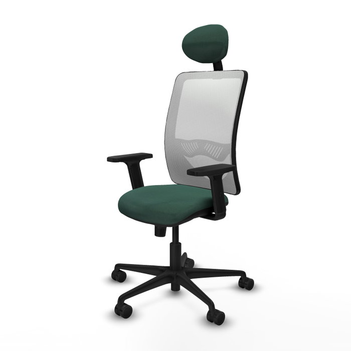 PIQUERAS Y CRESPO Silla de oficina Zulema, Mecanismo Sincro, Verde botella/Blanco
