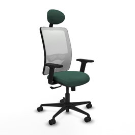 PIQUERAS Y CRESPO Silla de oficina Zulema, Mecanismo Sincro, Verde botella/Blanco