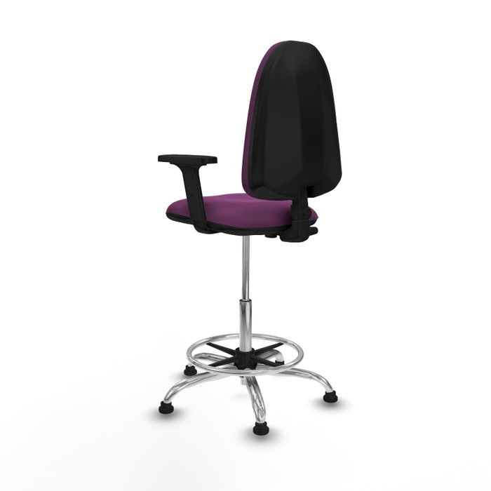 PIQUERAS Y CRESPO Taburete Aýna Morado con Brazos 2D y Respaldo Regulable PIQUERAS Y CRESPO Taburete Aýna Morado con Brazos 2D y Respaldo Regulable