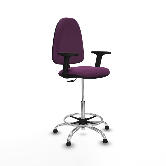 PIQUERAS Y CRESPO Taburete Aýna Morado con Brazos 2D y Respaldo Regulable PIQUERAS Y CRESPO Taburete Aýna Morado con Brazos 2D y Respaldo Regulable