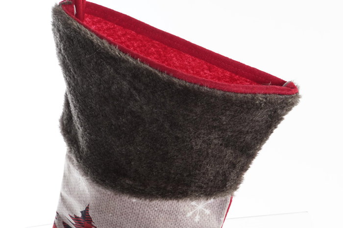 DKD Home Decor Calcetín de Navidad Alpina Rojo y Negro Poliéster 2 x 48 x 27 cm Pack 6 Unidades