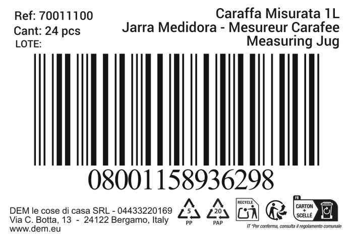 Dem Jarra Medidora 1L