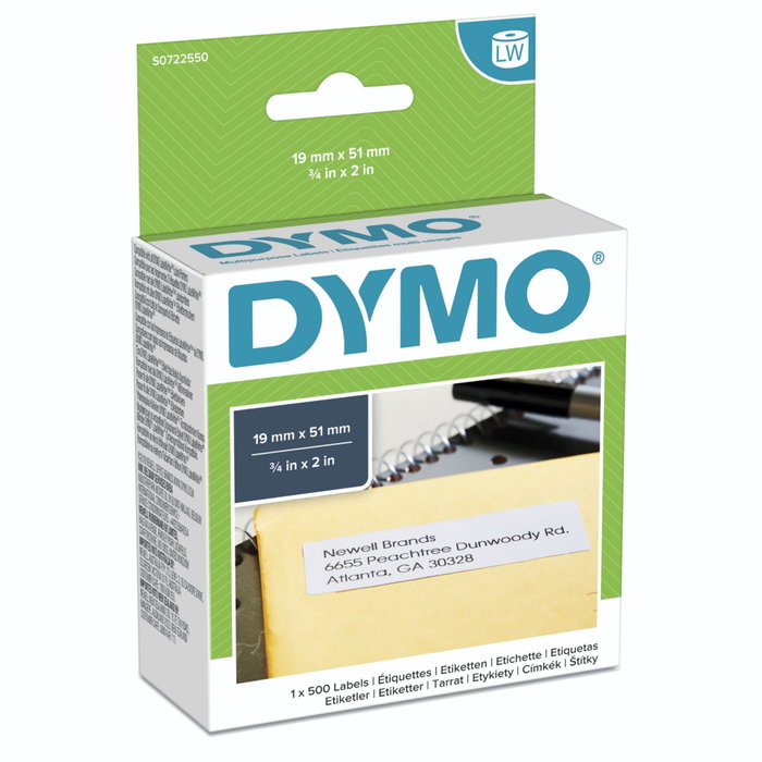 Dymo Etiquetas Multifunción 19x51mm Blanco, Rollo de 500 unidades Dymo Etiquetas Multifunción 19x51mm Blanco, Rollo de 500 unidades