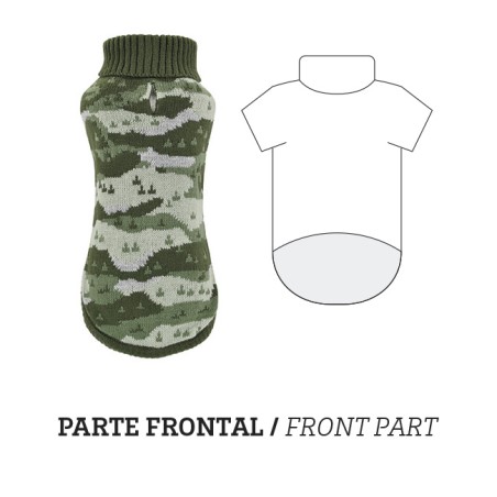 Nayeco Jersey Ecoline Nature 45 cm para Perro, Fabricado con Materiales Reciclados y Ecológicos, Diseño Montañas Verdes, Ojal Correa