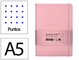 Antartik Cuaderno A5 Tapa Dura Hojas Puntos Rosa Pastel 100 Hojas 80gr FSC