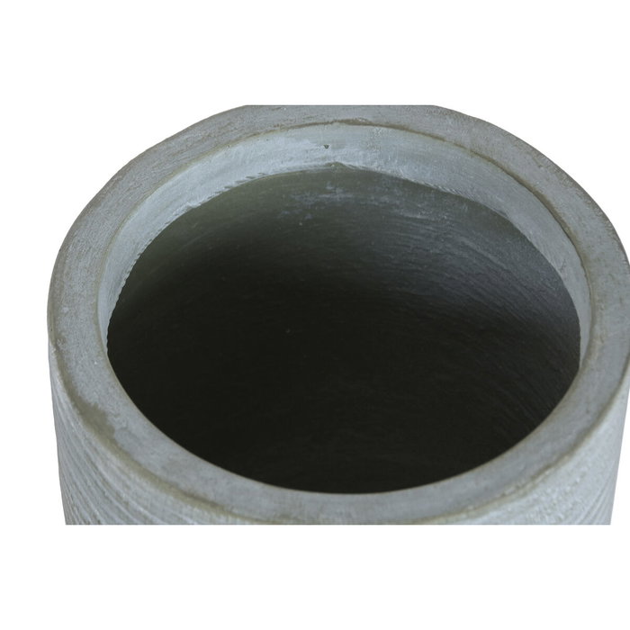 DKD Home Decor Set de 2 Maceteros de Magnesia y Fibra de Vidrio Gris 33x33x62 cm