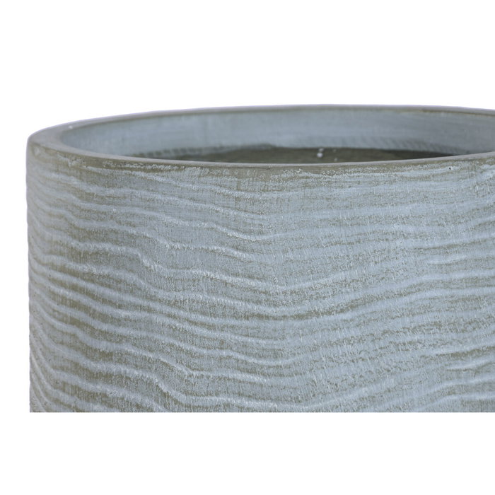 DKD Home Decor Set de 2 Maceteros de Magnesia y Fibra de Vidrio Gris 33x33x62 cm