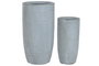 DKD Home Decor Set de 2 Maceteros de Magnesia y Fibra de Vidrio Gris 33x33x62 cm