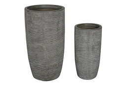 DKD Home Decor Macetero Gris Magnesia y Fibra de Vidrio 33 x 62 x 33 cm Set de 2 Piezas
