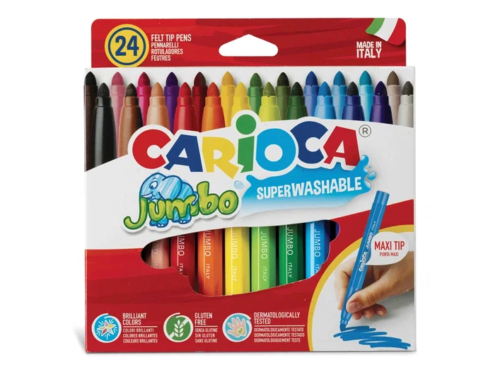 Carioca Rotulador Jumbo Punta Gruesa Estuche 24 Unidades Colores Surtidos Apto Uso Escolar