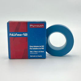 Nuñez-Plymouth Cinta Aislante PVC Azul 19 mm x 0,15 mm x 20 m Alta Adhesión Eléctrica