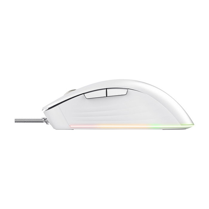 Trust GXT924W YBAR+ Ratón Gaming Óptico 25600 DPI Blanco, Para Mano Derecha, 6 Botones Programables, Iluminación RGB, Cable USB 1.8 m, Compatible PC/Mac/ChromeOS
