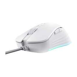 Trust GXT924W YBAR+ Ratón Gaming Óptico 25600 DPI Blanco, Para Mano Derecha, 6 Botones Programables, Iluminación RGB, Cable USB 1.8 m, Compatible PC/Mac/ChromeOS