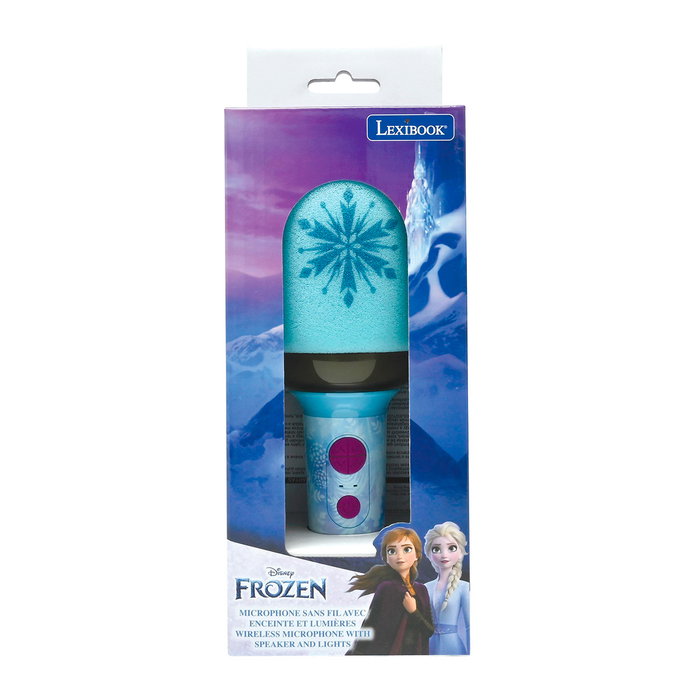 LEXIBOOK Micrófono Inalámbrico Karaoke Frozen Disney Mic280Fz con Bluetooth, Altavoz y Luces LED para Niños +3 Años