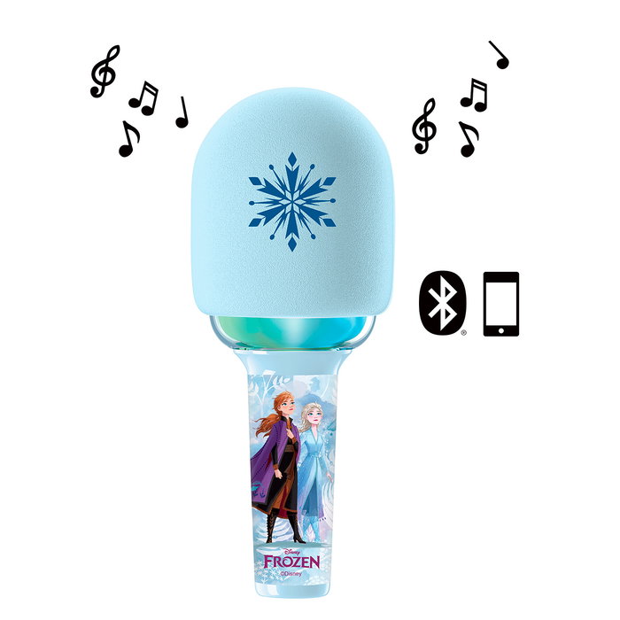 LEXIBOOK Micrófono Inalámbrico Karaoke Frozen Disney Mic280Fz con Bluetooth, Altavoz y Luces LED para Niños +3 Años