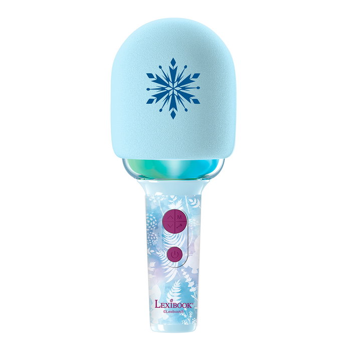 LEXIBOOK Micrófono Inalámbrico Karaoke Frozen Disney Mic280Fz con Bluetooth, Altavoz y Luces LED para Niños +3 Años