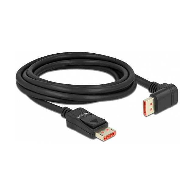 DeLOCK Cable DisplayPort 8K 60 Hz 3m con conector recto a macho 90° abajo 87052